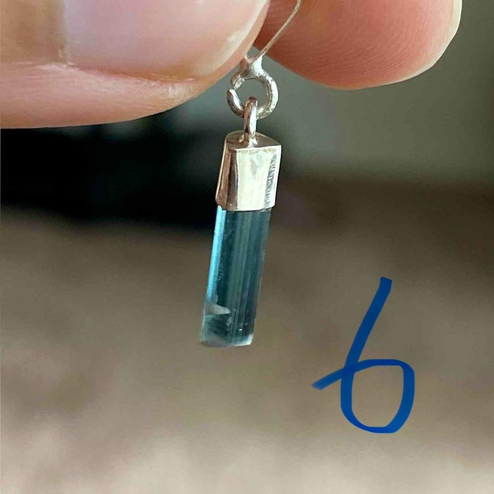Handmade Beautiful Multicolor Natural Tourmaline & 925 Silver Necklace Pendant - Picture 6 of 11